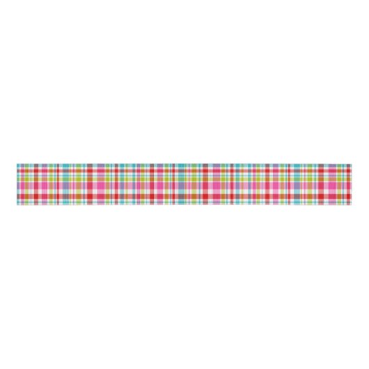 Bright Rainbow Plaid Checkered Pattern Ripsband (Vorderseite)