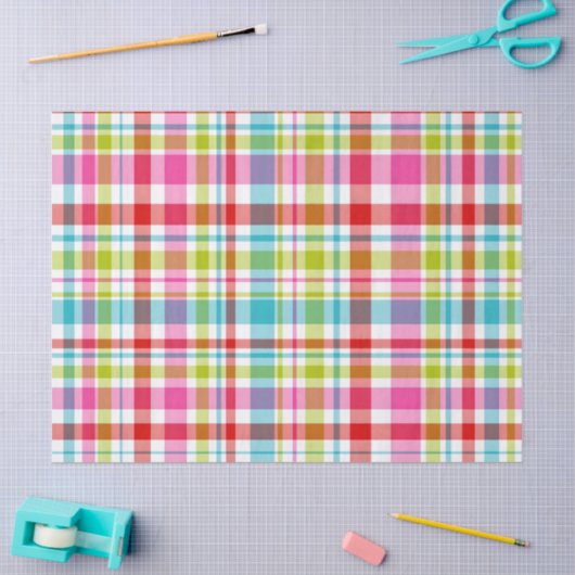 Bright Rainbow Plaid Checkered Pattern Seidenpapier (Basteln)