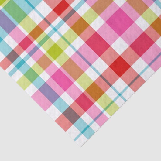 Bright Rainbow Plaid Checkered Pattern Seidenpapier (Detail)