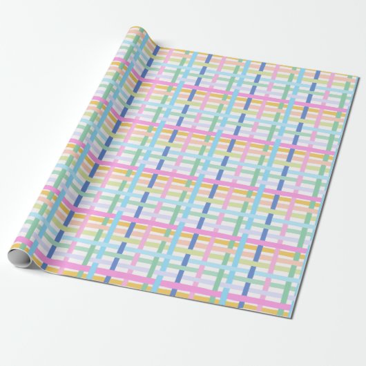 Bright Rainbow Plaid Gift Wrap - Colourful Neon Geschenkpapier (Ungerollt)