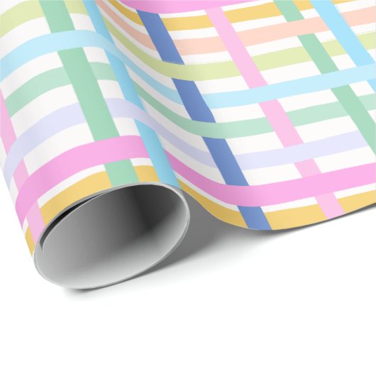 Bright Rainbow Plaid Gift Wrap - Colourful Neon Geschenkpapier (Rolleneckpunkt)