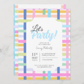 Bright Rainbow Plaid Invite - Colourful Pastel Einladung (Vorne/Hinten)