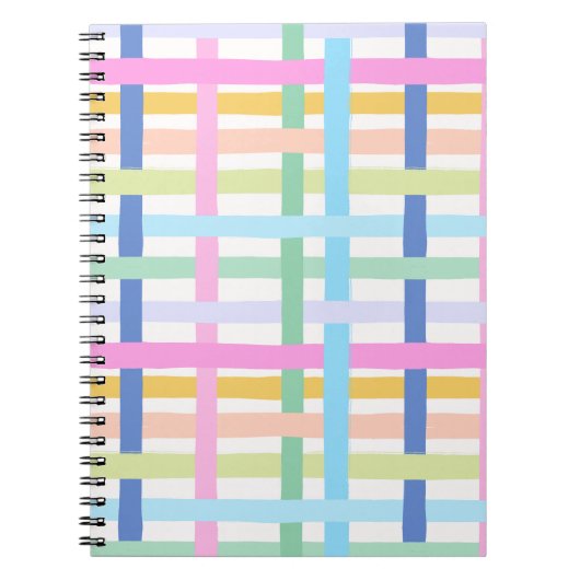Bright Rainbow Plaid Journal - Colourful pastel Notizblock (Vorderseite)