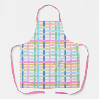 Bright Rainbow Plaid Kitchen Apron - Maximalist Schürze