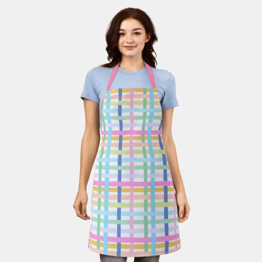 Bright Rainbow Plaid Kitchen Apron - Maximalist Schürze (Getragen)