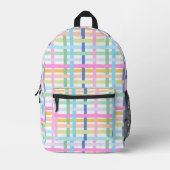 Bright Rainbow Plaid - Maximalist Gingham Girly Bedruckter Rucksack (Vorderseite)