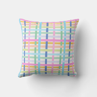 Bright Rainbow Plaid - Maximalist Gingham Kissen