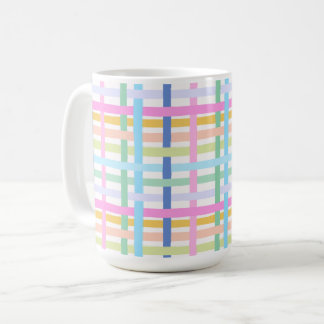 Bright Rainbow Plaid Mug - Colourful Pastel Kaffeetasse