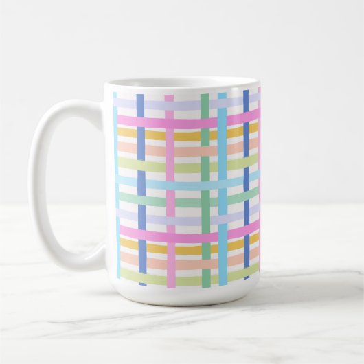 Bright Rainbow Plaid Mug - Colourful Pastel Kaffeetasse (Links)