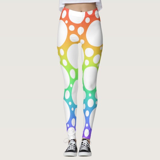 Bright Rainbow Polka Dot Leggings (Vorderseite)