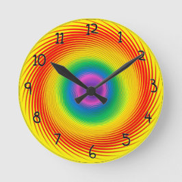 Bright Rainbow Swirl Kids Clock With Numbers Runde Wanduhr