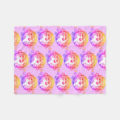 BRIGHT RAINBOW UNICORN COLORFUL PATTERBLANKET FLEECEDECKE (Vorderseite (Horizontal))