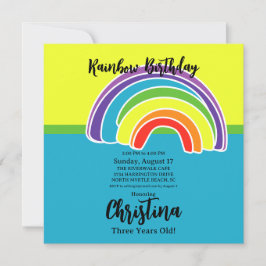 Bright Rainbows Geburtstagsparty Einladung