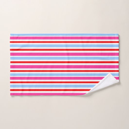 Bright Red and Blue Candy Stripes Badhandtuch Set (Handtuch)
