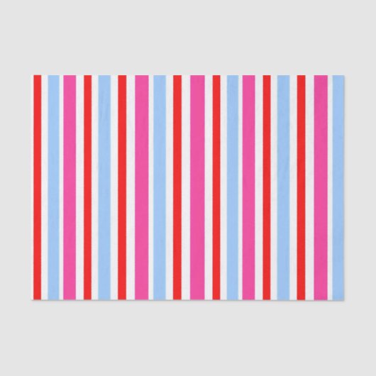 Bright Red and Blue Candy Stripes Seidenpapier (Vorderseite)