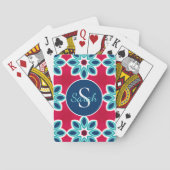 Bright Red and Blue Modern Geometric Personalised Spielkarten (Rückseite)