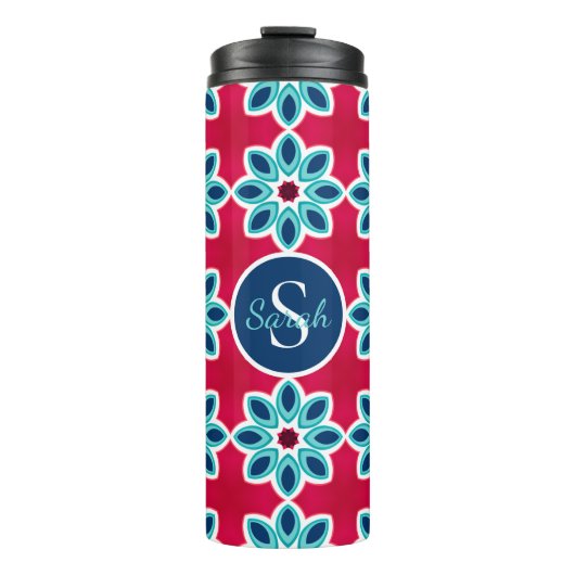 Bright Red and Blue Modern Geometric Personalised Thermosbecher (Vorderseite)