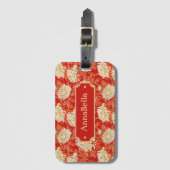 Bright Red and Cream Chrysanthemum Gepäckanhänger (Vorderseite Vertikal)