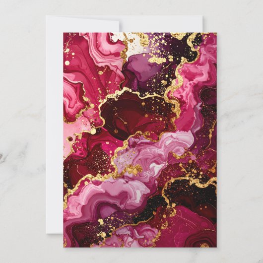 Bright Red and Gold Marble Agate Birthday Party Dankeskarte (Rückseite)