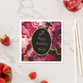 Bright Red and Gold Marble Agate Birthday Party Serviette (Beispiel)