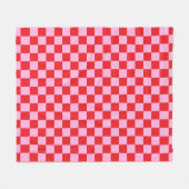 Bright Red and Light Pink Checkered Fleecedecke (Vorderseite (Horizontal))