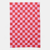 Bright Red and Light Pink Checkered Geschirrtuch (Vertikal)