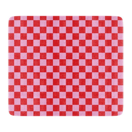Bright Red and Light Pink Checkered Schneidebrett (Vorderseite)