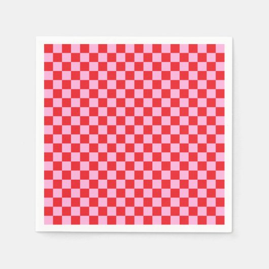 Bright Red and Light Pink Checkered Serviette (Vorderseite)