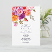 Bright Red and pink purple roses floral wedding Einladung (Stehend Vorderseite)