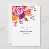 Bright Red and pink purple roses floral wedding Einladung (Rückseite)