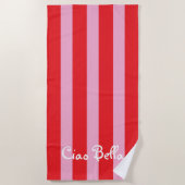 Bright Red and Pink Stripes | Ciao Bella Strandtuch (Vorderseite)