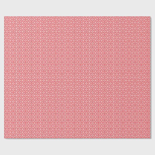 Bright Red and White Greek Key Pattern Geschenkpapier (Flach)