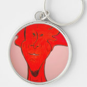 Bright Red Animated Character Art Keychain Schlüsselanhänger (Vorne)
