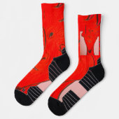 Bright Red Animated Character Art Socken (Links)