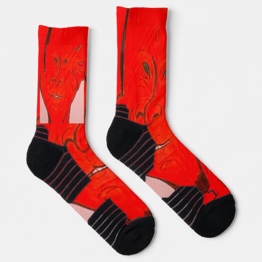 Bright Red Animated Character Art Socken (Rechts)