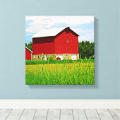 Bright Red Barns Leinwanddruck (Insitu (Holzboden))