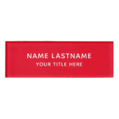 Bright Red Basic Einfach Minimalistisch Modern Tit Namenschild (Vorderseite)