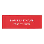 Bright Red Basic Simple Minimalist Modern Title Namenschild (Vorderseite)
