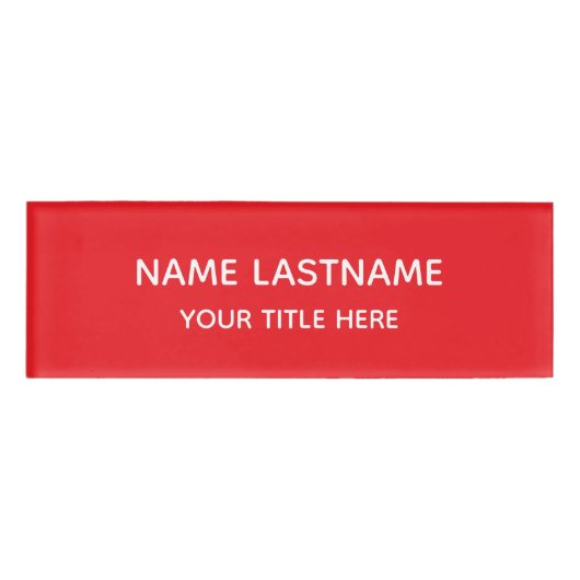 Bright Red Basic Simple Minimalist Modern Title Namenschild (Vorderseite)