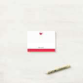 Bright Red Bird & Border on White mit Name Post-it Klebezettel (Auf Schreibtisch)