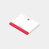 Bright Red Bird & Border on White mit Name Post-it Klebezettel (angewinkelt)
