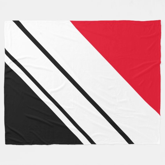 Bright Red Black Diagonal White Racing Streifen Fleecedecke (Vorderseite (Horizontal))