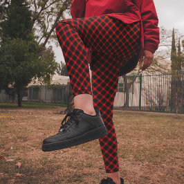 Bright Red Black Karo Christmas Pajama Pants Leggings