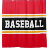 Bright Red Black Yellow BASEBALL Sportstreifen Duschvorhang (Vorderseite)