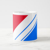 Bright Red Blue Diagonal White Racing Streifen Jumbo-Tasse (Vorderseite)