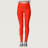 Bright Red Bold Personalized Custom Text Vertical Leggings (Vorderseite)