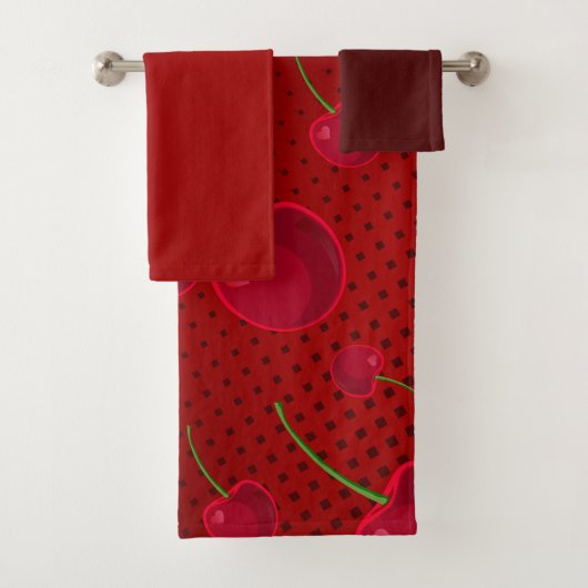 Bright Red Cherries Badhandtuch Set (Insitu)