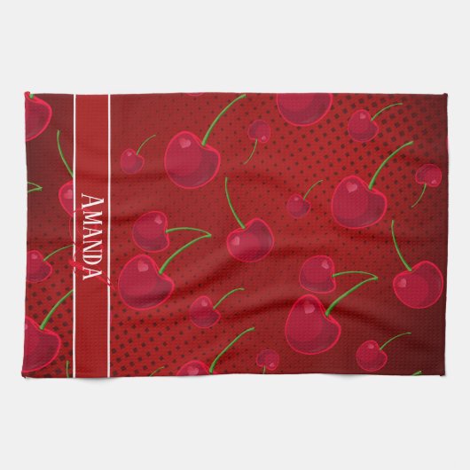 Bright Red Cherries Geschirrtuch (Horizontal)