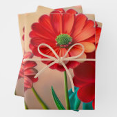 Bright Red Daisy Flowers Geschenkpapier Set (Beispiel)