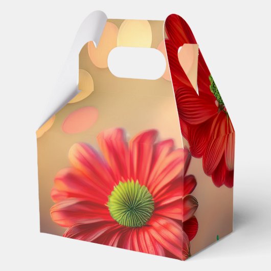 Bright Red Daisy Flowers Geschenkschachtel (Rückseite)
